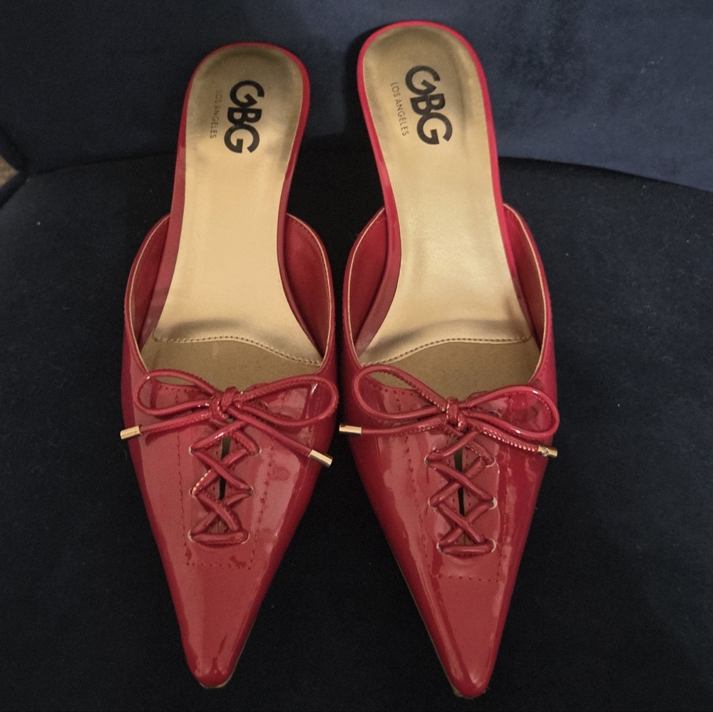 Dark Fuchia Mule Kitten Heels